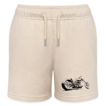 Chopper Custombike Motorrad Motorcycle schwarz - Kinder Organic Joggingshorts Mini Bolter von Stanley/Stella - Natur - Vorne