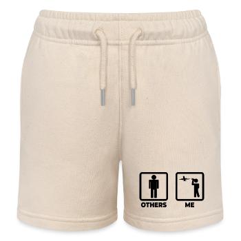 Airplanes Stick Figure - Kids Organic Sweat Shorts by Stanley/Stella - soft Ecru - Front
