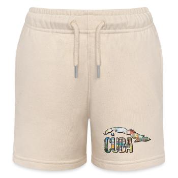 Aquarell Landkarte Kuba - Kinder Organic Joggingshorts Mini Bolter von Stanley/Stella - Natur - Vorne