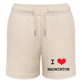 Badminton - Sport - Racket - Kids Organic Sweat Shorts by Stanley/Stella - soft Ecru - Front