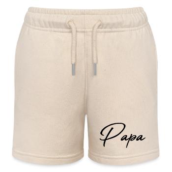 PAPA. VATERTAG. FROHER VATERTAG. ALLES GUTE ZUM GEBURTSTAG. - Kinder Organic Joggingshorts Mini Bolter von Stanley/Stella - Natur - Vorne