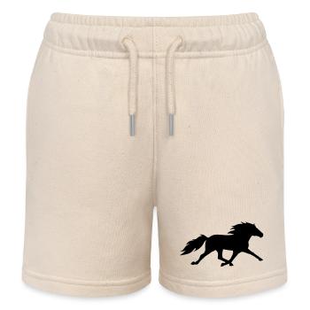 Islandpferd im Rennpass - Kinder Organic Joggingshorts Mini Bolter von Stanley/Stella - Natur - Vorne