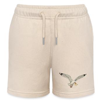 Funny seagull stealing fries on the beach - Kids Organic Sweat Shorts by Stanley/Stella - soft Ecru - Front