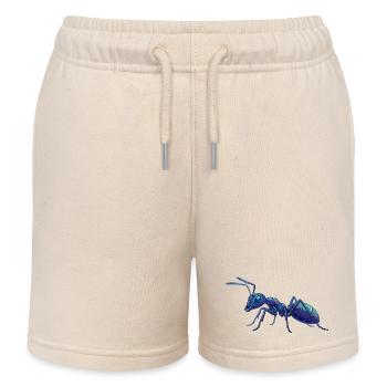 Blue Ant Details Macro Vector Graphic Ants - Kids Organic Sweat Shorts by Stanley/Stella - soft Ecru - Front