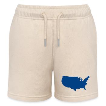 United States map - Kids Organic Sweat Shorts by Stanley/Stella - soft Ecru - Front