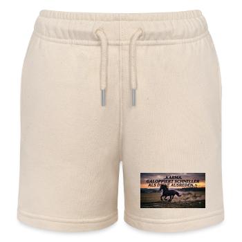 Karma galoppiert schneller als Ausreden - Kinder Organic Joggingshorts Mini Bolter von Stanley/Stella - Natur - Vorne