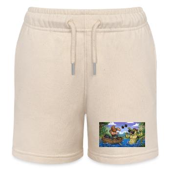 SAILOR VS CROCODILE - Kids Organic Sweat Shorts by Stanley/Stella - soft Ecru - Front