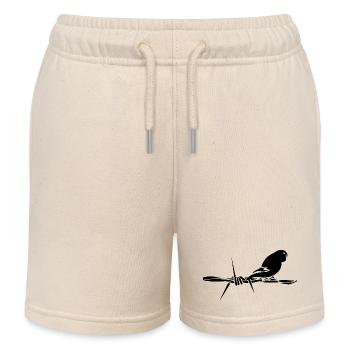 Black Graphic Wellensittich – Schwarzer Vogel - Kinder Organic Joggingshorts Mini Bolter von Stanley/Stella - Natur - Vorne