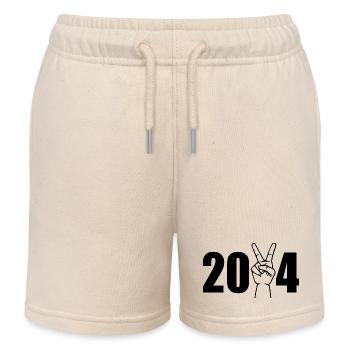 2024 Hand with victory sign - Kids Organic Sweat Shorts by Stanley/Stella - soft Ecru - Front