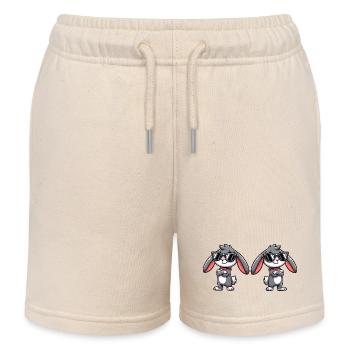 Bunny Comic Sunglasses 2 - Kids Organic Sweat Shorts by Stanley/Stella - soft Ecru - Front