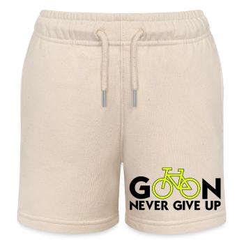 Go On, Never Give Up (Cycling) Think Positive - Kids Organic Sweat Shorts by Stanley/Stella - soft Ecru - Front