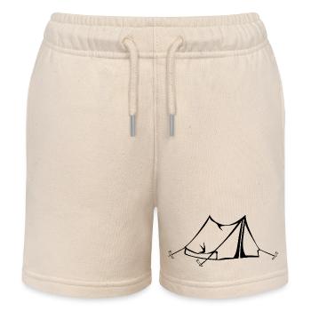 Camper Zelt Zelten Camping Ourdoor - Kinder Organic Joggingshorts Mini Bolter von Stanley/Stella - Natur - Vorne