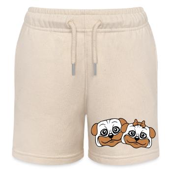 2 chiens Carlin Homme Femme Couple Deux Amoureux Amour - Short de jogging enfant bio Stanley/Stella - écru doux - Devant