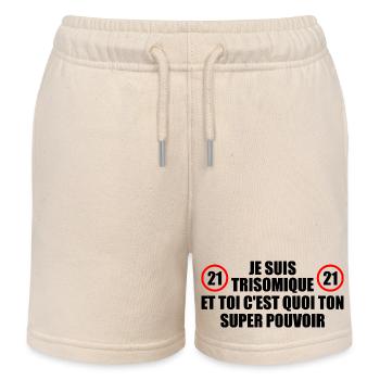 Ich habe das Down-Syndrom und du, was ist deine Macht - Kinder Organic Joggingshorts Mini Bolter von Stanley/Stella - Natur - Vorne