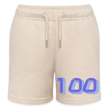 100. 100 YEARS. 100th ANNIVERSARY. BIRTHDAY 100 - Kids Organic Sweat Shorts by Stanley/Stella - soft Ecru - Front