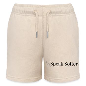 Speak Softer - Kids Organic Sweat Shorts by Stanley/Stella - soft Ecru - Front