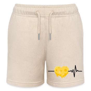 Cheese is my life, heartbeat, cheese lover - Kids Organic Sweat Shorts by Stanley/Stella - soft Ecru - Front