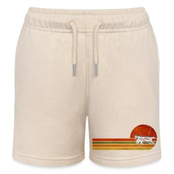 Retro Flugzeug Sunset Stripes - Kinder Organic Joggingshorts Mini Bolter von Stanley/Stella - Natur - Vorne