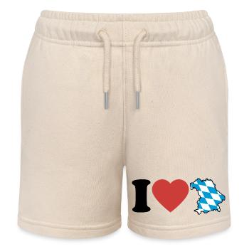 I Love Bavaria | Heart with blue white map - Kids Organic Sweat Shorts by Stanley/Stella - soft Ecru - Front