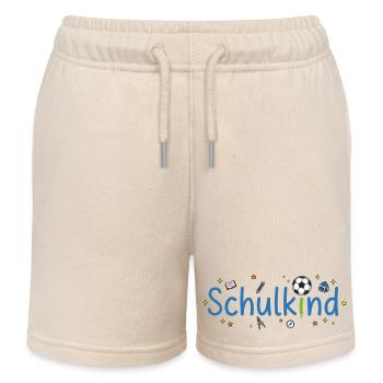 Schulkind Fußball Sterne Schulanfang 2026 - Kinder Organic Joggingshorts Mini Bolter von Stanley/Stella - Natur - Vorne