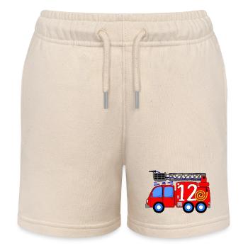 Fire engine 12th birthday children - Kids Organic Sweat Shorts by Stanley/Stella - soft Ecru - Front