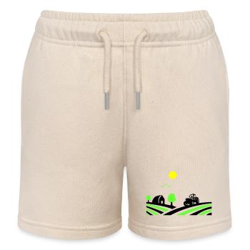 Tractor Farm - Kids Organic Sweat Shorts by Stanley/Stella - soft Ecru - Front