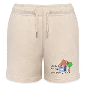 funny quote it's fine everything is fine on fire - Kids Organic Sweat Shorts by Stanley/Stella - soft Ecru - Front