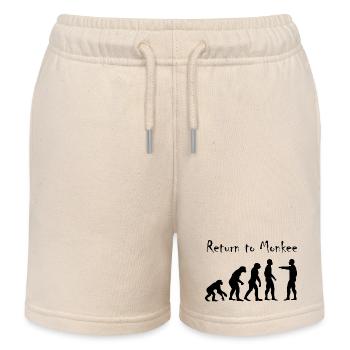 Return to Monkey Evolution Design - Kids Organic Sweat Shorts by Stanley/Stella - soft Ecru - Front