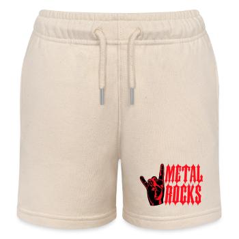 Heavy Metal Rocks Hard Rock Musik Text Spruch Logo - Kinder Organic Joggingshorts Mini Bolter von Stanley/Stella - Natur - Vorne