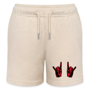 Zwei Heavy Metal Hard Rock Hörner Finger Handgeste - Kinder Organic Joggingshorts Mini Bolter von Stanley/Stella - Natur - Vorne