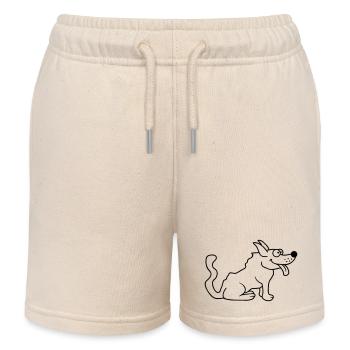 Dear dog sticks out his tongue happily - Kids Organic Sweat Shorts by Stanley/Stella - soft Ecru - Front