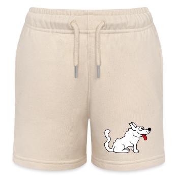 Dear dog sticks out his tongue happily - Kids Organic Sweat Shorts by Stanley/Stella - soft Ecru - Front