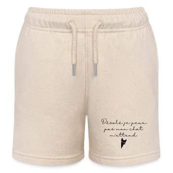 Sorry I can't my cat is waiting for me. Cat's Head - Kids Organic Sweat Shorts by Stanley/Stella - soft Ecru - Front