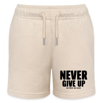 Gib niemals auf, ohne Fleiß kein Preis - Kinder Organic Joggingshorts Mini Bolter von Stanley/Stella - Natur - Vorne