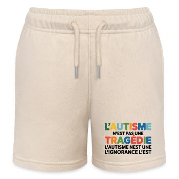 Autism is not a tragedy - Kids Organic Sweat Shorts by Stanley/Stella - soft Ecru - Front