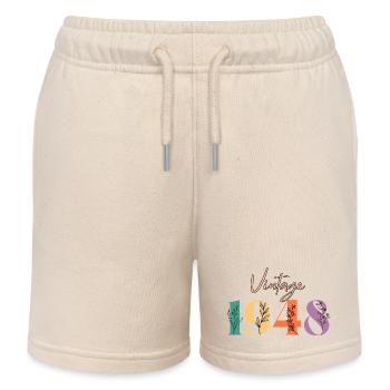 Vintage 1948 Floral - Kids Organic Sweat Shorts by Stanley/Stella - soft Ecru - Front
