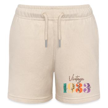 Vintage 1933 Floral - Kids Organic Sweat Shorts by Stanley/Stella - soft Ecru - Front
