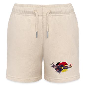 Deutscher Adler mit Flagge Fahne schwarz rot gold - Kinder Organic Joggingshorts Mini Bolter von Stanley/Stella - Natur - Vorne