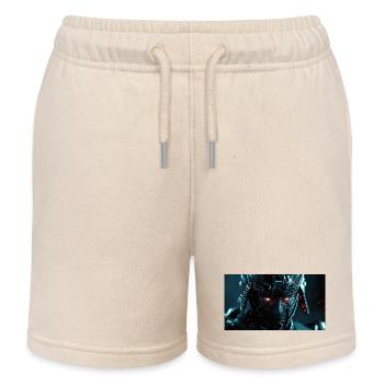 Cybernetic Futuristic Armor - Kids Organic Sweat Shorts by Stanley/Stella - soft Ecru - Front