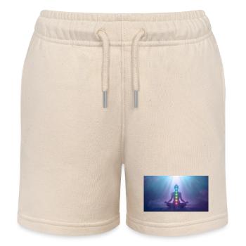 Chakra Meditation Lichtstrahlen Yoga - Kinder Organic Joggingshorts Mini Bolter von Stanley/Stella - Natur - Vorne