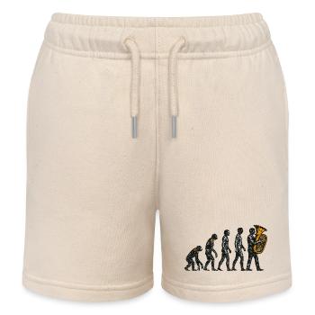 Evolution zum Tubaspieler Grunge Design - Kinder Organic Joggingshorts Mini Bolter von Stanley/Stella - Natur - Vorne