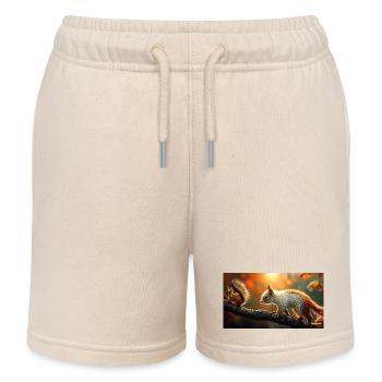Autumn Squirrel Golden Hour Cute Nature - Kids Organic Sweat Shorts by Stanley/Stella - soft Ecru - Front