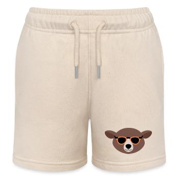 Taupe avec des lunettes de soleil orange - Short de jogging enfant bio Stanley/Stella - écru doux - Devant