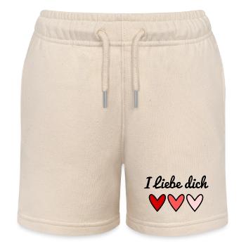 ICH LIEBE DICH. ICH LIEBE DICH. HERZ. PAAR. - Kinder Organic Joggingshorts Mini Bolter von Stanley/Stella - Natur - Vorne