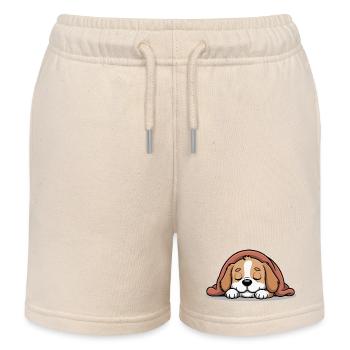 Schlafendes Beagle Kuscheltier - Kinder Organic Joggingshorts Mini Bolter von Stanley/Stella - Natur - Vorne
