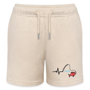 Pulse Fishing Rod Fish Colored - Kids Organic Sweat Shorts by Stanley/Stella - soft Ecru - Front