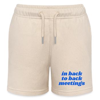 in back to back meetings - Kids Organic Sweat Shorts by Stanley/Stella - soft Ecru - Front