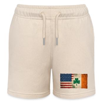 USA Irland Flagge Freundschaft Grunge - Kinder Organic Joggingshorts Mini Bolter von Stanley/Stella - Natur - Vorne
