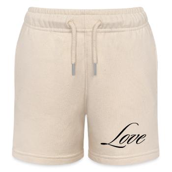 Love Calligraphy Script Minimalist Typography Grap - Kids Organic Sweat Shorts by Stanley/Stella - soft Ecru - Front