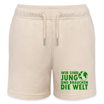 Wir sind jung und brauchen die welt - Kinder Organic Joggingshorts Mini Bolter von Stanley/Stella - Natur - Vorne